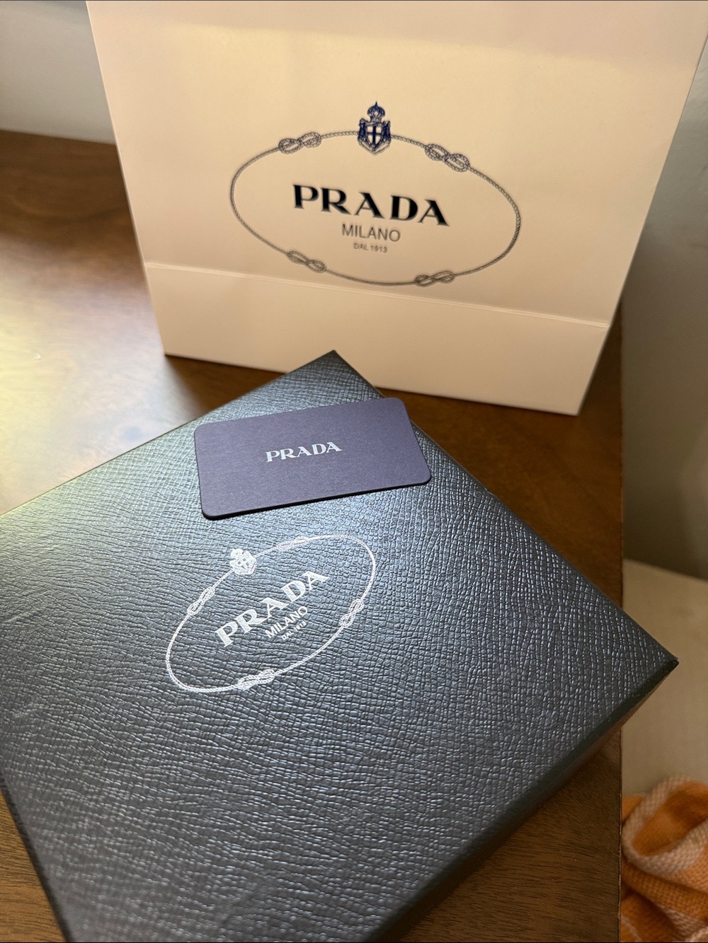 Prada Milano Gift Box with Bag and Card in Black and Cream